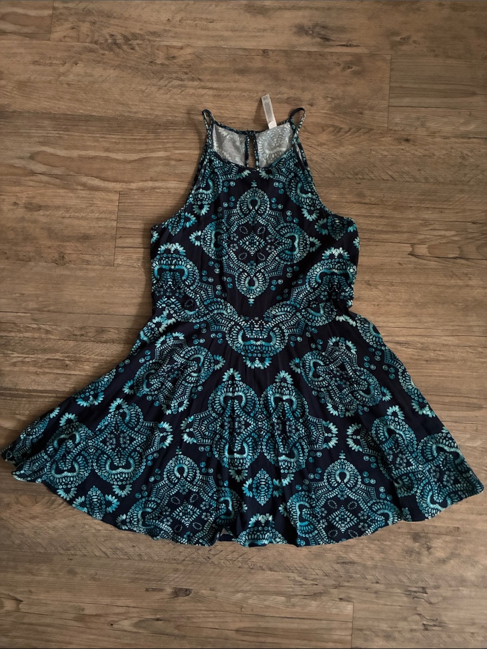 Women’s Navy & Teal Patterned Halter Dress